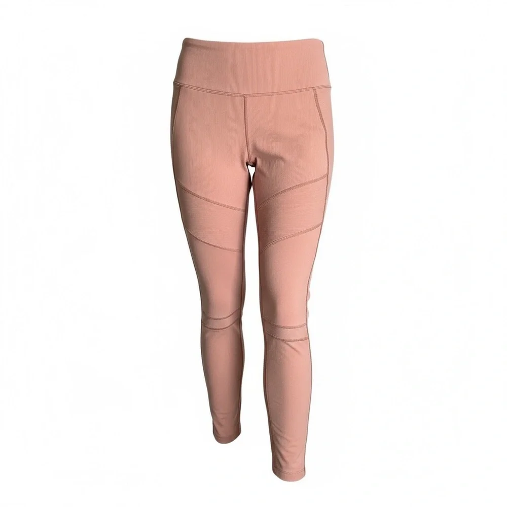 Zella Moto Ribbed High Waist Ankle Leggings - Purple Taupe - Large - Picture 3 of 5
